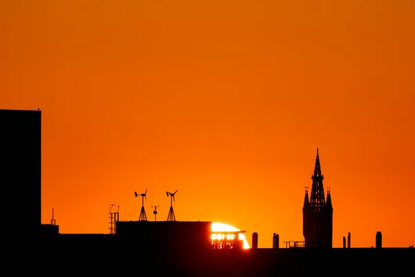 Západ Slunce Nad Městem Riga Latvia — Stock fotografie