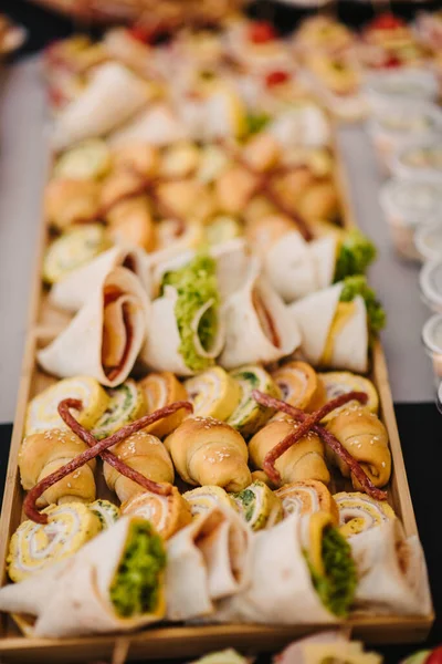 Catering Buffet Table Snacks Appetizers — Stock Photo, Image