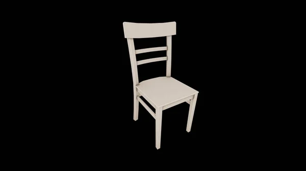 Rendered White Wooden Chair Isolated Black Background — Zdjęcie stockowe