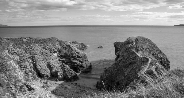Schwarz Weiß Foto Von Der Küste — Stockfoto