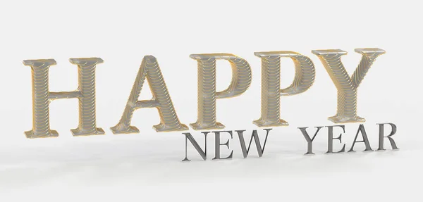 一个3D数字的快乐新年文字隔离在白色背景下 — 图库照片