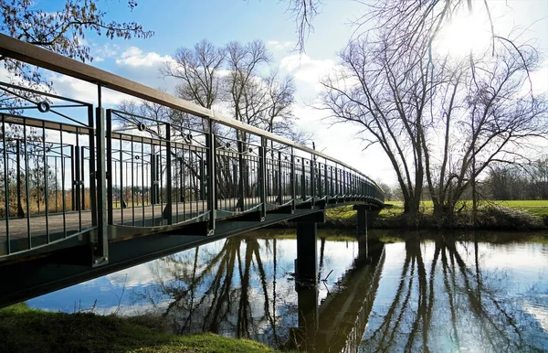 Shot Footbridge Ems Telgte North Rhine Westphalia — Stockfoto