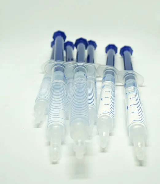 Teeth Whitening Syringes Tools White Surface — Stockfoto