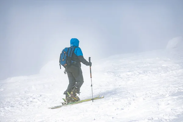 Esquiador Topo Montanha — Fotografia de Stock