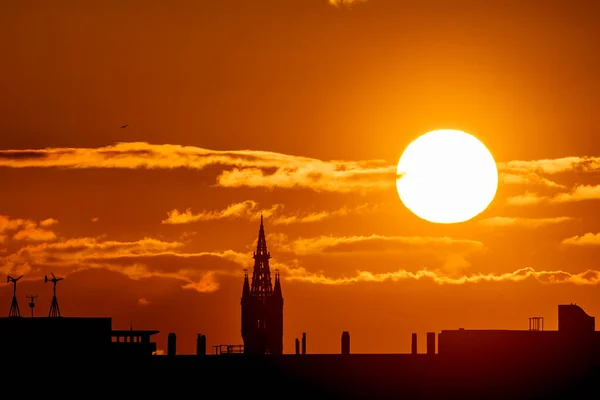 Západ Slunce Nad Městem Hlavního Města Státu Izrael — Stock fotografie