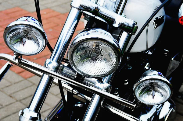 Detail Motocyklu Zaparkovaného Řadě — Stock fotografie