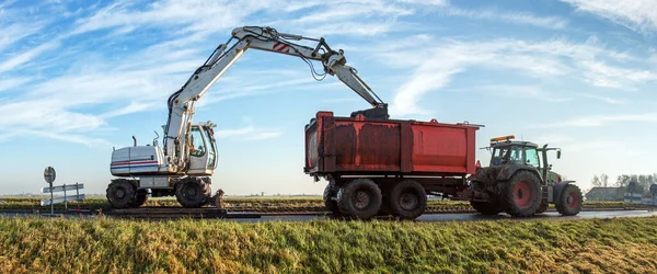 Graafmachine Het Veld — Stockfoto