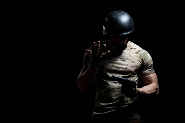 Special Forces Soldat Studio Special Forces Armé Army Soldat Koncept — Stockfoto