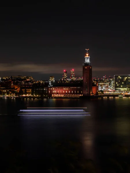 Vista Notturna Della Città Stoccolma Svezia — Foto Stock