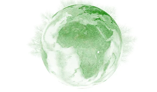 Planeta Terra Com Globo Fundo Branco — Fotografia de Stock