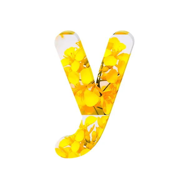 Буква Текстурированная Желтыми Цветками Изолированными Белом — стоковое фото