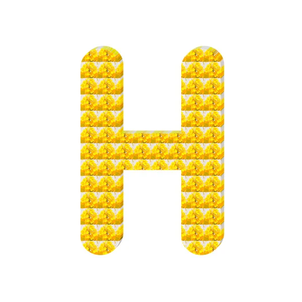 Буква Текстурированная Желтыми Цветками Изолированными Белом — стоковое фото