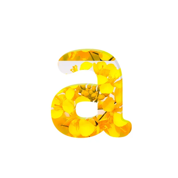 Literę Teksturowaną Żółtymi Kwiatami Wyizolowanymi Białym — Zdjęcie stockowe