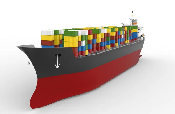Konvertering Container Med Lastfartyg — Stockfoto