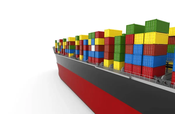 Darstellung Eines Containers Mit Der Flagge Des Exports Und Der — Stockfoto