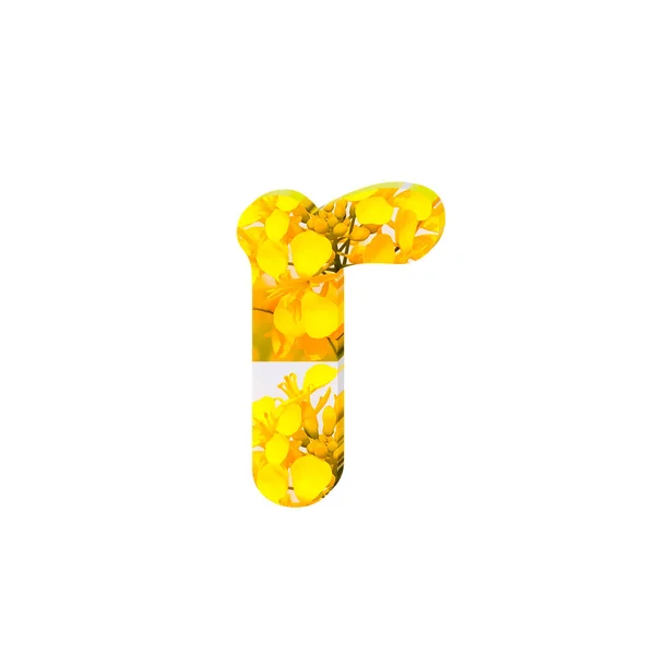 Letter Gestructureerd Met Gele Bloemen Geïsoleerd Wit — Stockfoto