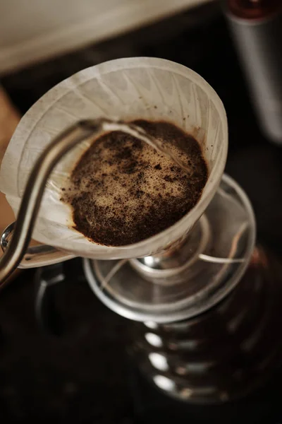 Primer Plano Una Taza Café Vaso Leche — Foto de Stock