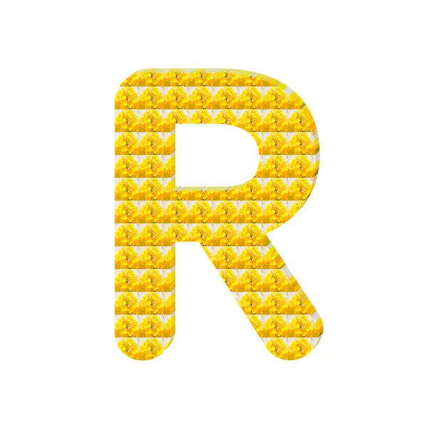 Буква Текстурирована Желтыми Цветами Выделенными Белом — стоковое фото