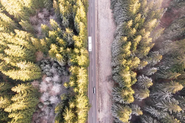 Воздушный Вид Дорогу Лесу — стоковое фото