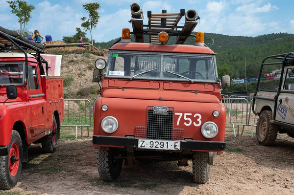 Oude Rode Brandweerwagen Woestijn — Stockfoto