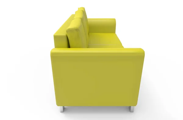 Rendering Divano Giallo Isolato Sfondo Bianco — Foto Stock