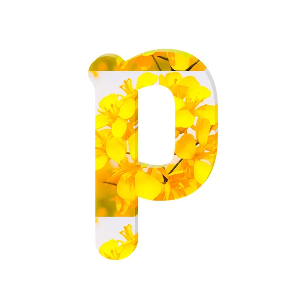 Letra Texturizada Con Flores Amarillas Aisladas Blanco —  Fotos de Stock