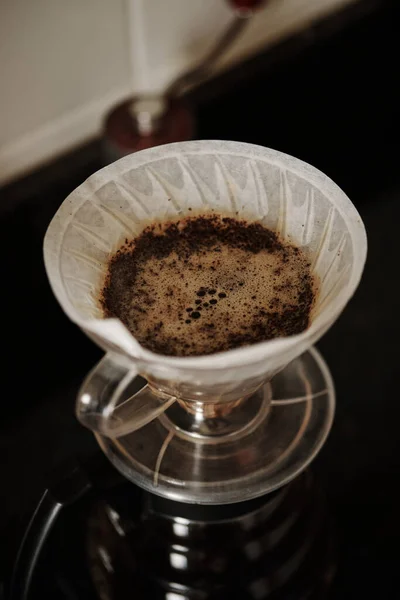 Kaffeemaschine Einer Glasschale — Stockfoto