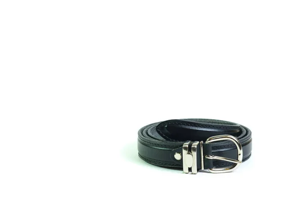 Cinturón Negro Aislado Sobre Fondo Blanco — Foto de Stock