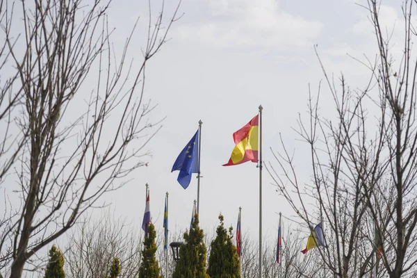 Flagi Unii Europejskiej Rumunia — Zdjęcie stockowe