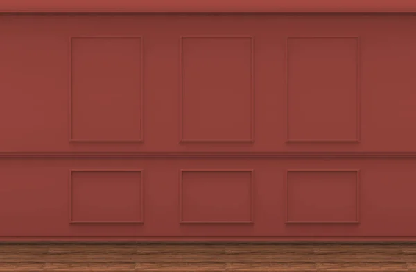 Representación Una Habitación Madera Con Una Pared Roja — Foto de Stock