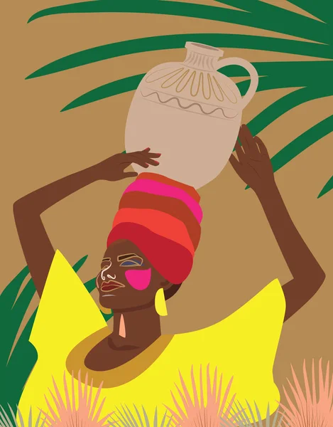 Mulher Africana Com Cabelo Afro Turbante — Fotografia de Stock