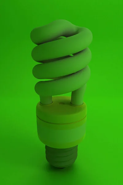Ampoule Énergie Verte Avec Des Effets Lumière Sur Fond Blanc — Photo