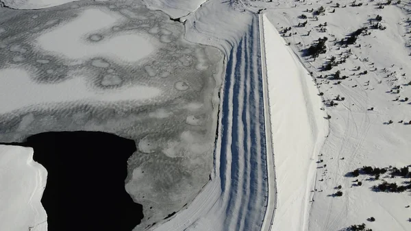 Letecký Pohled Velký Kaňon Malebnou Řeku Největší Sníh Povrch Hor — Stock fotografie