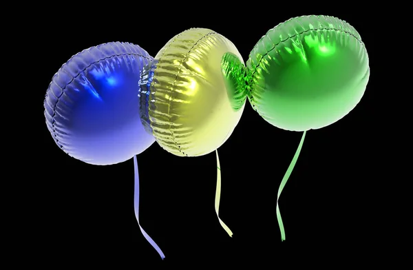 Renderização Balões Verdes Pretos — Fotografia de Stock