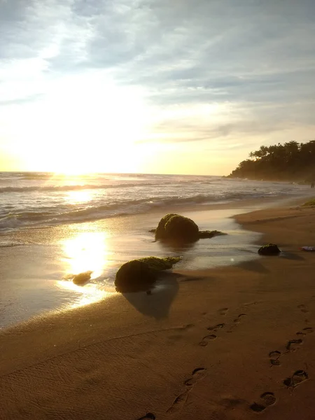 Magnifique Coucher Soleil Sur Plage — Photo