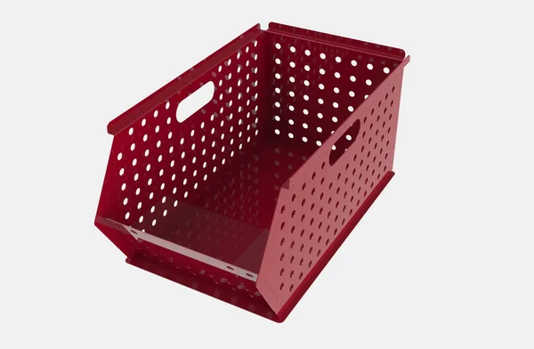 Sac Provisions Plastique Rouge Isolé Sur Fond Blanc — Photo