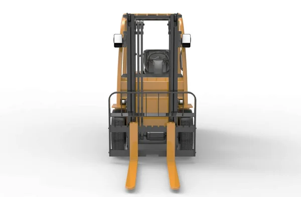 Rendering Carrello Elevatore Giallo Isolato Sfondo Bianco — Foto Stock