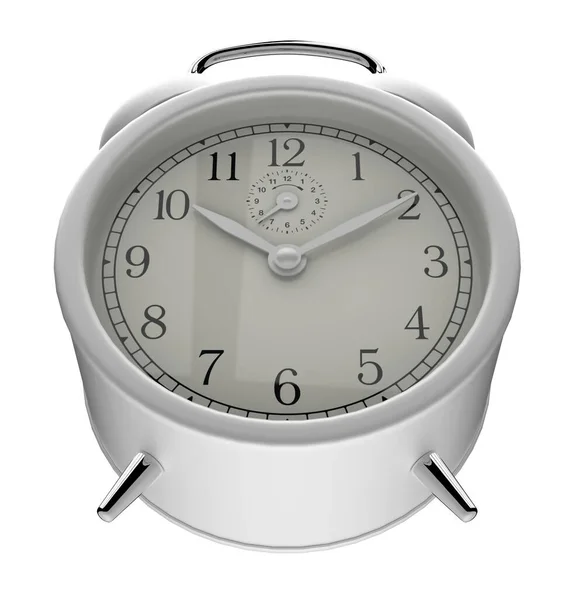 Representación Reloj Despertador Blanco Aislado Sobre Fondo —  Fotos de Stock
