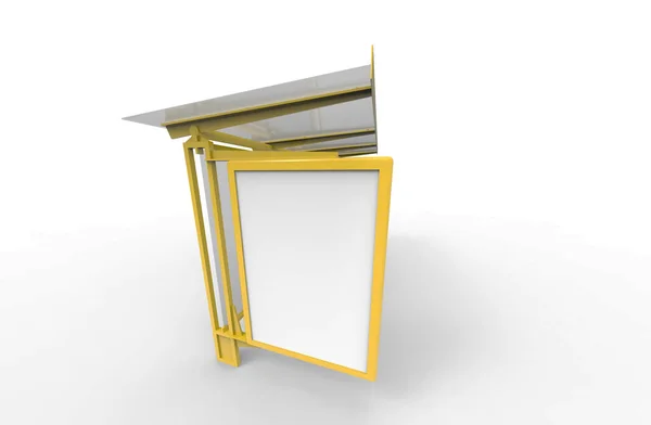 3D渲染一个白色和蓝色的木制桌子 隔离在有空白空间的墙壁背景上 — 图库照片