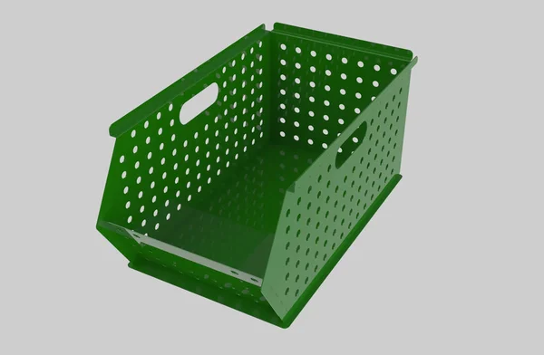 Grüne Plastikbehälter Für Lebensmittel Auf Weißem Hintergrund — Stockfoto