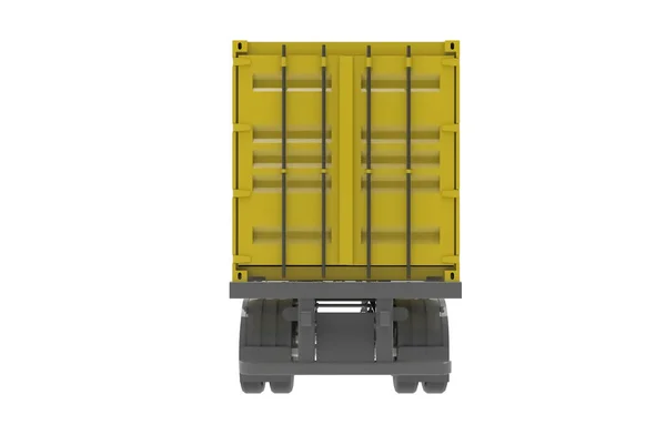 Rendering Container Carico Giallo Isolato Sfondo Bianco — Foto Stock