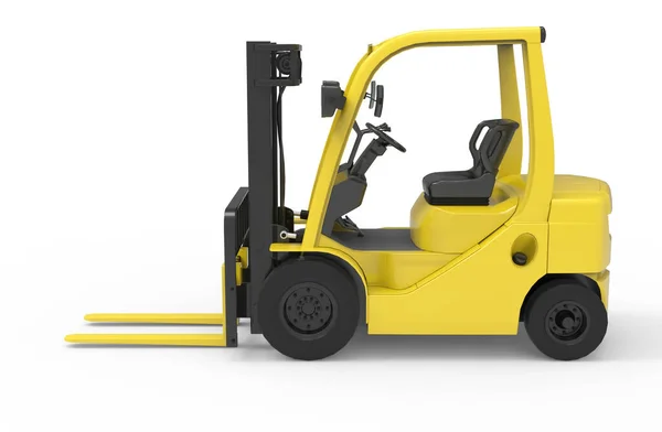 Carrello Elevatore Giallo Con Pallet Carico Isolato Sfondo Bianco Illustrazione — Foto Stock