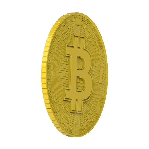 Bitcoin Coin Isolé Sur Fond Blanc — Photo