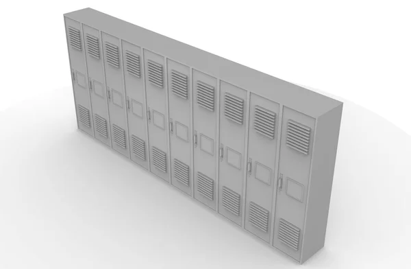 白い背景のサーバールームの3Dレンダリング — ストック写真
