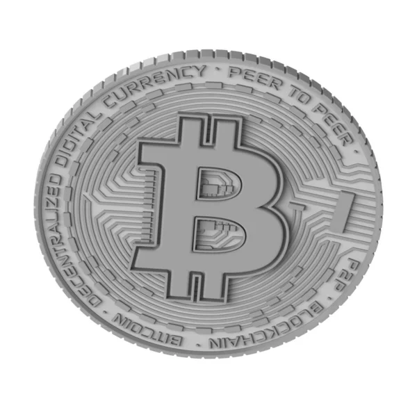 Bitcoin Pièce Isolée Sur Fond Blanc Illustration — Photo