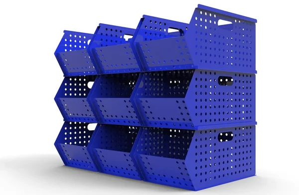 Ilustração Uma Caixa Cubo Azul Com Fundo Branco — Fotografia de Stock