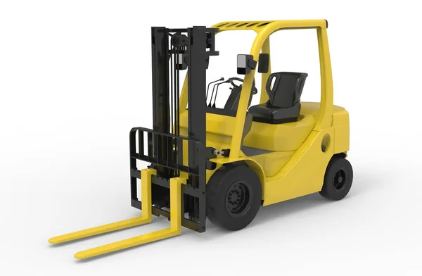 Rendering Yellow Forklift Truck Isolated White Background — Stock Photo, Image