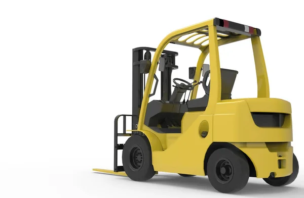 Beyaz Arka Planda Sarı Bir Kutuya Sahip Forklift Kamyonu Illüstrasyon — Stok fotoğraf