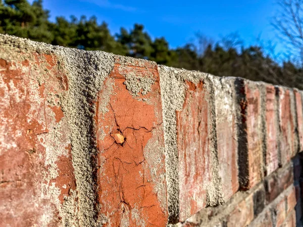Tembok Bata Tua Dengan Bata Merah Dan Putih — Stok Foto