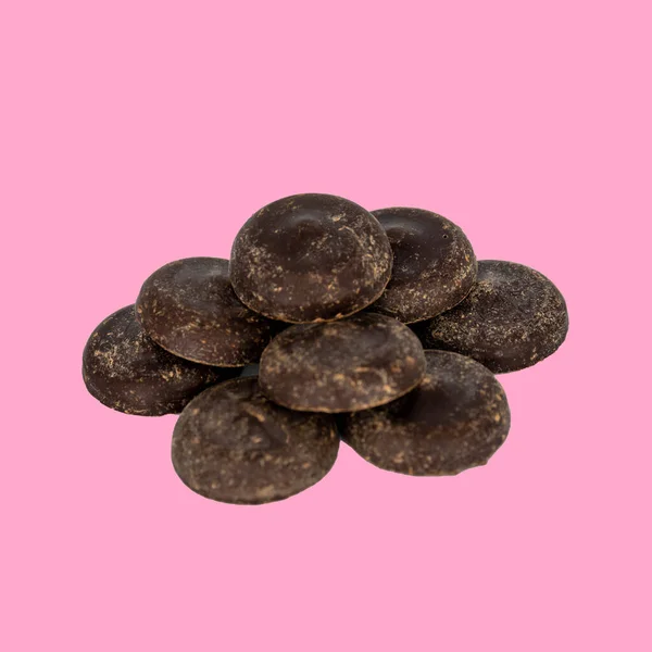 Pile Chocolate Chips White Background — Stock Photo, Image